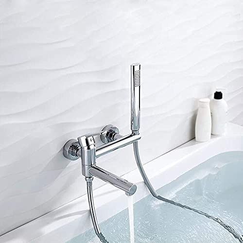 Badewanne Wasserhähne, wandmontierte eingriffs messing gebürstete goldene Duschhaken Set Badewanne mit Handdusche, luxuriöses Duschenset, gebürstete goldene Dekoration (schwarz) LWX von YCVAWEOD
