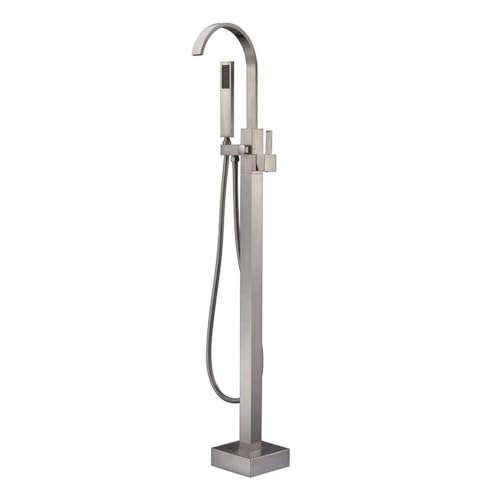 YCVAWEOD Badewanne Wasserhahn freistehende Badewanne mit Duschbodenmontage -Füllstoff Handheld EIN Griff Badezimmer Diverter und Schlauchset (schwarz) LWX von YCVAWEOD