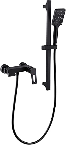 Badewanne Wasserhahnwand montiertes Bad Fahnungs Tahler Messing Wasserfall Wannenmischer Heiß und kaltes Wasser mit Handheld -Duschwanne Set, mit Duschstange, verchromt plattiert LWX von YCVAWEOD