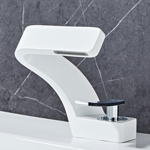 Badezimmer Leitungswasserfall Basin Haken Mixer Badewaschbecken Messing Single Hebel Badewaschbecken Wasserhacker Mixer Chrom LWX von YCVAWEOD