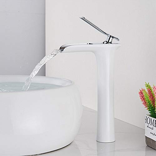Badezimmerbecken Wasserhahn Deck montiert Chrom Hochstil Wasserfall Sprinkler Heiße und kalte Wassertankmischer Wasserhahn Waschbeckenhahn (antike Messing) LWX von YCVAWEOD