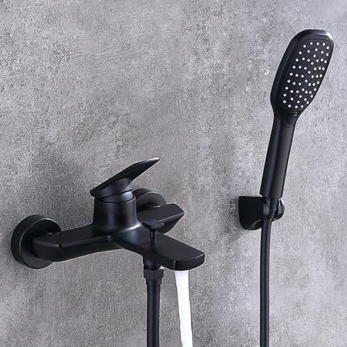 Badmixer Zapf mit Duschwand, heiß und kalt 2 Modus Handdusche Messing Bad und Duschmixer Set Schwarz LWX Badmixer Zapf mit Duschwand, heiß und kalt 2 Modus Handdusche Messing Bad und Duschmixer Set Schwarz LWX von YCVAWEOD