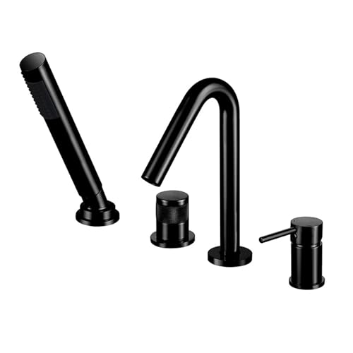 Badmixer Zapfhähne mit Duschbürrepolstergold 4 Tap Loch Bad Duschmischer Hack und Duschkit Badewanne Hahn LWX von YCVAWEOD