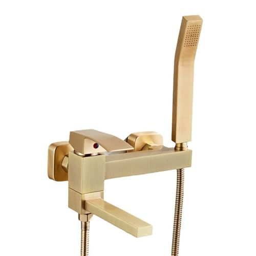 Badmixer -Zapfhähne mit Duschwand montiert 90 ° drehbar heiß und kalt ein Griff Bad und Duschmischer Set gebürstetes Gold LWX Badmixer -Zapfhähne mit Duschwand montiert 90 ° drehbar heiß und kalt ein Griff Bad und Duschmischer Set gebürstetes Gold LWX von YCVAWEOD