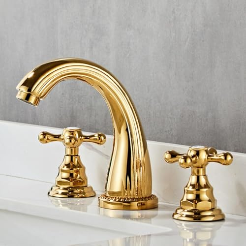 Beckenmixer Tap Basin Tippen Sie für Badezimmer 3 Loch Becken Tippen Sie nach Badezimmern Heiße und kalte Doppelkreuzgriff Messing Gold Made in China LWX Beckenmixer Tap Basin Tippen Sie für Badezimmer 3 Loch Becken Tippen Sie nach Badezimmern Heiße und kalte Doppelkreuzgriff Messing Gold Made in China LWX von YCVAWEOD