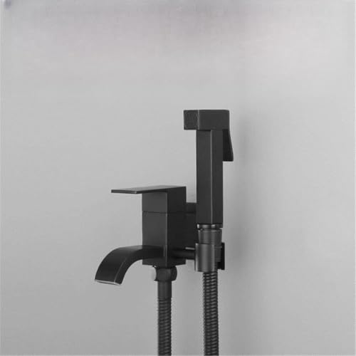 Bidet Faucet Dusche Kit Toilette Hand gehalten Shattaf Bidet Sprühgerät Matte schwarze muslimische Dusche Bidet Square Dual Outs Mopp Pool Wasserhahn, ein Set, ein Set LWX von YCVAWEOD