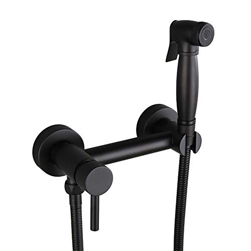 Bidet Sprayer mit kaltem und heißem Wasser Messing Schwarz tragbarer Stoffwindel Waschmaschinen -Dusche Sprühgerät Set Wandmontage Badezimmer Dusche Bidet Hahn für persönliche Hygiene, Bodenreinigung von YCVAWEOD