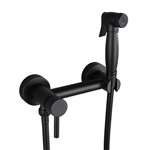 Bidet Taps mit Bidet Dusche Schwarz Kupfer Heiße und kalte Bidet Dusche Messing Wandmontierte Frau Waschmaschine Mop mit Shattaf Set Muslim Toilette Shattaf, Stil a LWX von YCVAWEOD