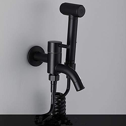 Bidet Wasserhahn Set - Handgehaltes Sprühgerät für Toilettenbadregal Duschkopf Schwarzes Messing Finish LWX von YCVAWEOD