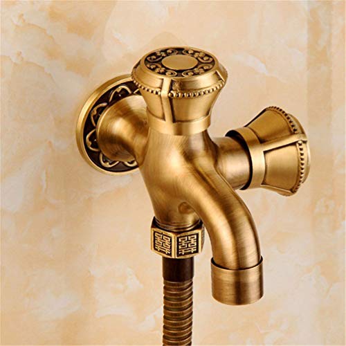 Bidet Wasserhahn antikes Messing Badezimmer Dusche Toilette Waschmaschine Wasserhahn einzelnes kaltes Wasser mit Hand Dusche Klammer muslimische Toilette Shattaf, das ganze Set LWX von YCVAWEOD