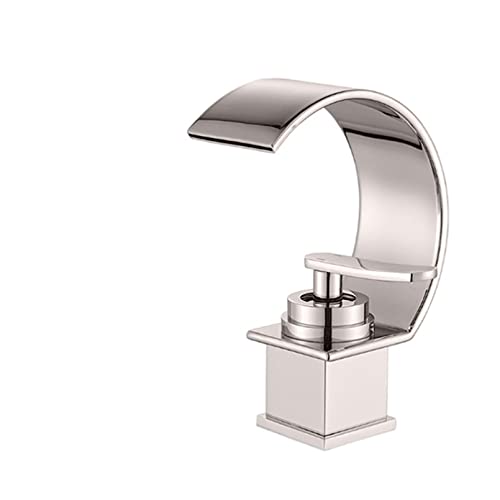 YCVAWEOD Chrom Badezimmer Waschbecken Wasserhahn Wasserfallauslass sanftes Abwasser heißer und kalter Wassermischer Tap Deck Installation LWX von YCVAWEOD