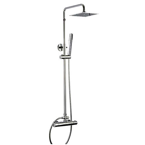 YCVAWEOD Chrom -Thermostatische Mixer -Dusche, Anti -Verbrennungs -Dusch -Set mit thermostatischem Duschmixerventil -Wasserhahn mit quadratischen Niederschlagsschmerzen (10 Zoll) LWX von YCVAWEOD