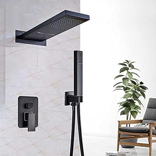 YCVAWEOD Chrom Wasserfall Regen Dusche Wasserhahn Set Plastikhandschwere in der Wanddusche Säule 3-Fuß-Messingmixer Ventil Duschhahn, matt schwarz, Mattschwarz LWX YCVAWEOD Chrom Wasserfall Regen Dusche Wasserhahn Set Plastikhandschwere in der Wanddusche Säule 3-Fuß-Messingmixer Ventil Duschhahn, matt schwarz, Mattschwarz LWX von YCVAWEOD