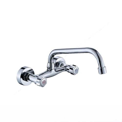 Chromwand montiertes Becken Küche Wasserhahn 360 Grad Drehflexible Röhrchen Heißer Kaltwandmischer Tippen Sie auf Doppelhöcher Mxiers Universal Flexibilität Torneira Cozinha, Chrom F. LWX von YCVAWEOD