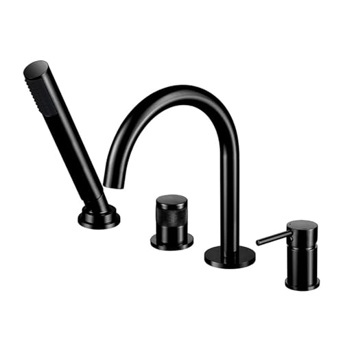 Decks montiertes Badmixer Tap Grey Schwanenhals Ausguss Einzelhebel -Duschmixer -Hahn mit Diverter -Ventil LWX von YCVAWEOD
