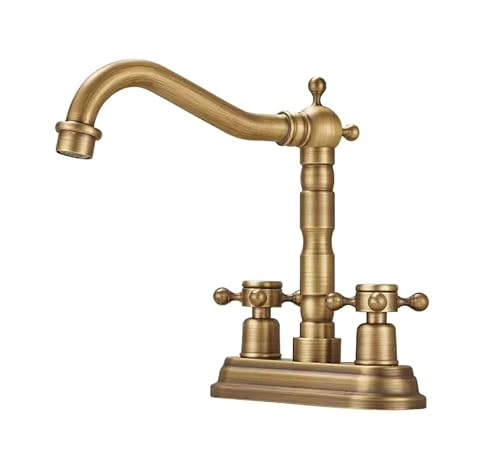 YCVAWEOD Doppelgriff Doppelloch-Becken Heiße und kaltes Wasserhahn Badezimmerschrank Waschbecken Zwei-Loch-Wasserhahn, Zwei-Hand-Rad-hoch LWX von YCVAWEOD