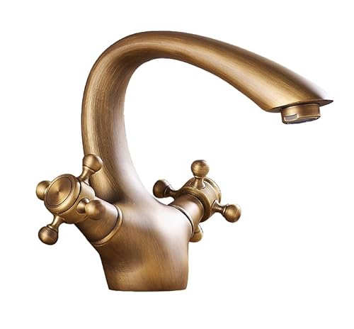 Doppelgriff-Einleitungs-Becken-Wasserhahn Badezimmerschrank mit hohem heißem und kaltem Wasserhahn, schwarzes altes niedriges Modell LWX von YCVAWEOD