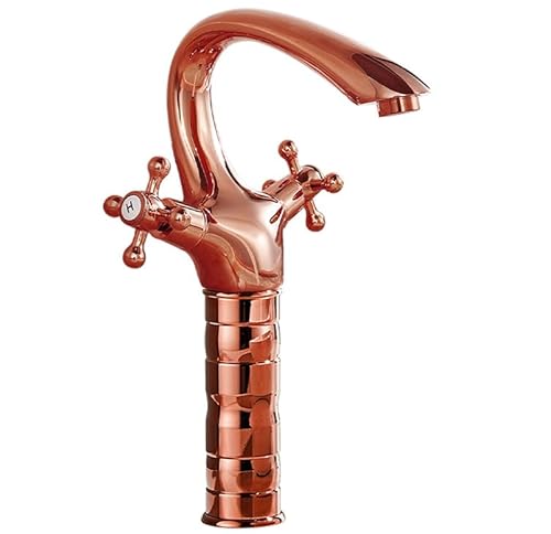 Doppelgriff-Einleitungs-Becken-Wasserhahn Badezimmerschrank mit hohem heißem und kaltem Wasserhahn, schwarzes altes niedriges Modell LWX von YCVAWEOD