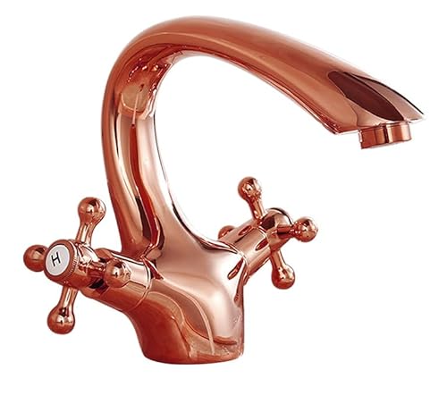Doppelgriff-Einleitungs-Becken-Wasserhahn Badezimmerschrank mit hohem heißem und kaltem Wasserhahn, schwarzes altes niedriges Modell LWX von YCVAWEOD