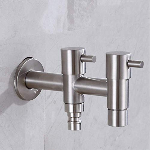 Doppelhalter Dual Loch Garten Wasserhahn kurz Bib-Cock-Wasserhahn Waschmaschine TAP 304 Edelstahlbibcock Toilettenkippen-Gartenarmatur Ein schwerer Lichtstern LWX von YCVAWEOD