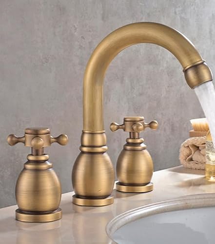 Drei-Loch-Becken Wasserhahn Badezimmerschrank heiß und kaltes Wasserhahn geteiltes Drei-teiliger, elektroplatter Keramik LWX Drei-Loch-Becken Wasserhahn Badezimmerschrank heiß und kaltes Wasserhahn geteiltes Drei-teiliger, elektroplatter Keramik LWX von YCVAWEOD