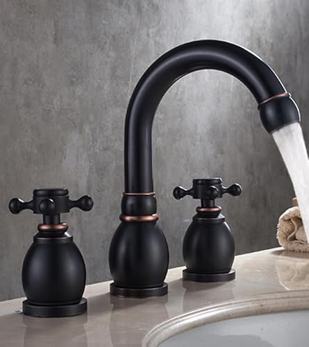 Drei-Loch-Becken Wasserhahn Badezimmerschrank heiß und kaltes Wasserhahn geteiltes Drei-teiliger, elektroplatter Keramik LWX Drei-Loch-Becken Wasserhahn Badezimmerschrank heiß und kaltes Wasserhahn geteiltes Drei-teiliger, elektroplatter Keramik LWX von YCVAWEOD