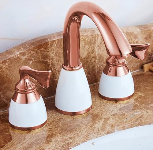 Drei-Loch-Becken Wasserhahn Badezimmerschrank heiß und kaltes Wasserhahn geteiltes Drei-teiliger, elektroplatter Keramik LWX Drei-Loch-Becken Wasserhahn Badezimmerschrank heiß und kaltes Wasserhahn geteiltes Drei-teiliger, elektroplatter Keramik LWX von YCVAWEOD