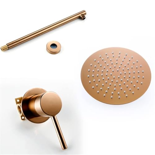 Dusch-Set mit Kopf mit einem Kopfhahn mit Kopfhahn mit Messingkalt und heißem Bad 8-12-Zoll-Niederschlagsumme einschließlich Rauh-Ventilkörperverkleidung (Roségold, 12 Zoll) LWX von YCVAWEOD