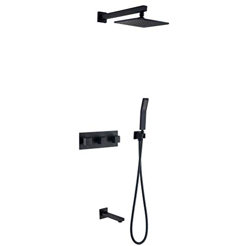 Duscharmatur Niederschlag Messing Set schwarzer Quadrat 8 "Niederschlag Duschmischer Tap Badezimmer Badewanne Wasserhahn Wasserfall Bad Festes Messing Duschsystem, B LWX Duscharmatur Niederschlag Messing Set schwarzer Quadrat 8 "Niederschlag Duschmischer Tap Badezimmer Badewanne Wasserhahn Wasserfall Bad Festes Messing Duschsystem, B LWX von YCVAWEOD