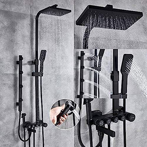 Duscharmatur-Set 5-Funktion Wandhalterung Regen Duschkopf mit Hand Dusche Badewanne Ausguss Bidet Tap Mixer-Chrom Silber, schwarzes Gold, Sprinkler LWX von YCVAWEOD