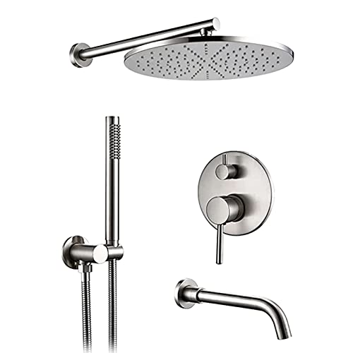 YCVAWEOD Duscharmatur Set gebürstet, Edelstahl Regen Duschsystem mit Badewanne Sput LWX YCVAWEOD Duscharmatur Set gebürstet, Edelstahl Regen Duschsystem mit Badewanne Sput LWX von YCVAWEOD