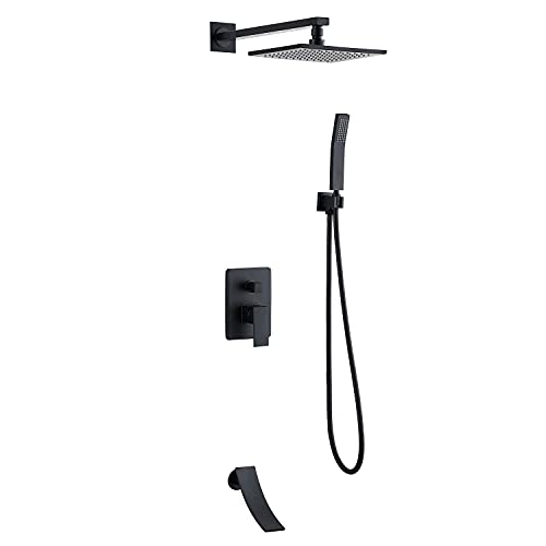 Duscharmaturen -System -Mixer -Set, Duschschlitz mit Wasserfall Wanne Ausstrich, Messing 3 Funktion Badezimmer Wasserhahn Dusche Niederschlag, Duschsystem Set mit Handdusche und Duschschlauchkit, Duscharmaturen -System -Mixer -Set, Duschschlitz mit Wasserfall Wanne Ausstrich, Messing 3 Funktion Badezimmer Wasserhahn Dusche Niederschlag, Duschsystem Set mit Handdusche und Duschschlauchkit, von YCVAWEOD