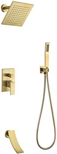 Duscharmaturen -System -Mixer -Set, Duschschlitz mit Wasserfall Wanne Ausstrich, Messing 3 Funktion Badezimmer Wasserhahn Dusche Niederschlag, Duschsystem Set mit Handdusche und Duschschlauchkit, Duscharmaturen -System -Mixer -Set, Duschschlitz mit Wasserfall Wanne Ausstrich, Messing 3 Funktion Badezimmer Wasserhahn Dusche Niederschlag, Duschsystem Set mit Handdusche und Duschschlauchkit, von YCVAWEOD