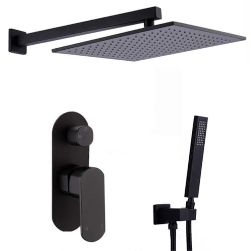 Duscharmaturen -System Set Badezimmer -Klotz Luxus Regenmixer Combo Wandmontage Niederschlagskopf mit und Schlauch (Gold, 10 Zoll) LWX von YCVAWEOD