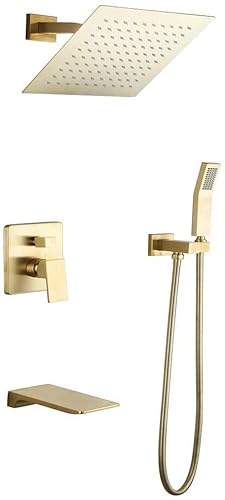 Duscharmaturen-Systemmischer Set, Badewanne Duschvorrichtungen 8-10 Zoll Regen Duschkopf und Handduschkopf mit Wasserfall Wanne Wasserhahnausbruch Wandmontage Duschsystem Kit, gebürstete Nicke LWX Duscharmaturen-Systemmischer Set, Badewanne Duschvorrichtungen 8-10 Zoll Regen Duschkopf und Handduschkopf mit Wasserfall Wanne Wasserhahnausbruch Wandmontage Duschsystem Kit, gebürstete Nicke LWX von YCVAWEOD