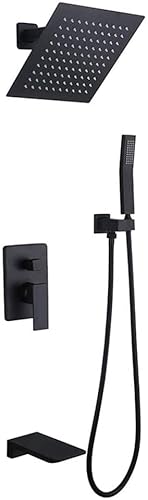 Duscharmaturen-Systemmischer Set, Badewanne Duschvorrichtungen 8-10 Zoll Regen Duschkopf und Handduschkopf mit Wasserfall Wanne Wasserhahnausbruch Wandmontage Duschsystem Kit, gebürstete Nicke LWX Duscharmaturen-Systemmischer Set, Badewanne Duschvorrichtungen 8-10 Zoll Regen Duschkopf und Handduschkopf mit Wasserfall Wanne Wasserhahnausbruch Wandmontage Duschsystem Kit, gebürstete Nicke LWX von YCVAWEOD