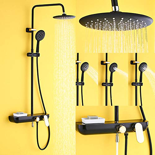 Duscharmaturen mit 9-Zoll-Niederschlags-Duschkopf 3-Wege-Messingmixer Tap Regal Badewanne Sput LWX von YCVAWEOD