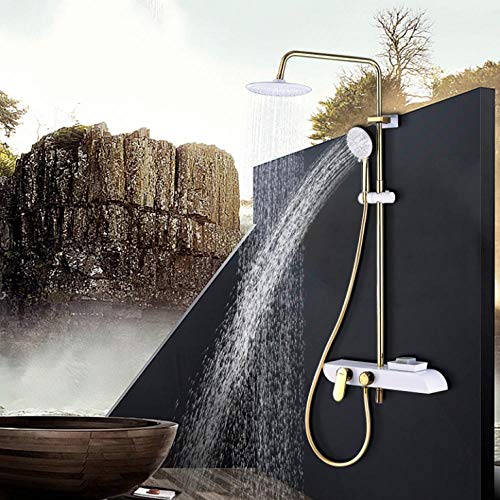 Duscharmaturen mit 9-Zoll-Niederschlags-Duschkopf 3-Wege-Messingmixer Tap Regal Badewanne Sput LWX Duscharmaturen mit 9-Zoll-Niederschlags-Duschkopf 3-Wege-Messingmixer Tap Regal Badewanne Sput LWX von YCVAWEOD