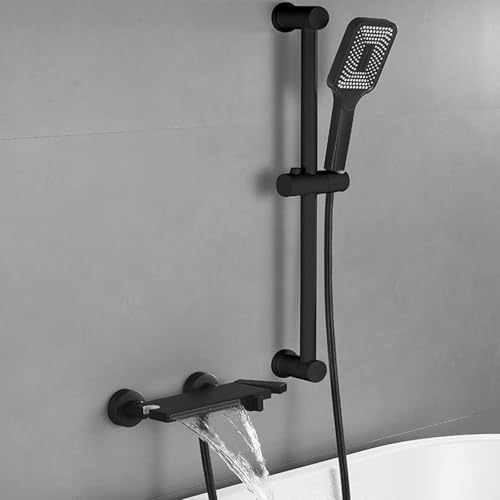 Duschbadmixer Tap Mobilet Riser Rail Kit Wall montiertes Wasserfall Bad (schwarz) LWX von YCVAWEOD