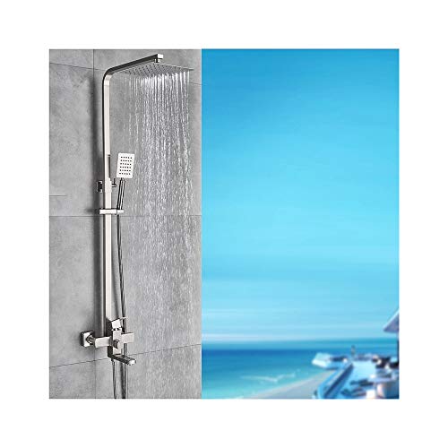 YCVAWEOD Duschduschenarmatur in der Wand 8 Zoll Edelstahl Niederschlag Bad Dusch Set Schwenkbares Bad Ausstrich Badezimmer Dusche Säule (Silber) LWX von YCVAWEOD
