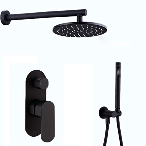 Duschduschensystem, Badezimmer Messing schwarzer Dusch Set 8-12 Zoll Rianfall Duschkopf Duschhahn Wasserhahn Wandmontage Duscharmmischer Diverter, Luxus Duschset, 8inHC Dekoration Duschkopf LWX Duschduschensystem, Badezimmer Messing schwarzer Dusch Set 8-12 Zoll Rianfall Duschkopf Duschhahn Wasserhahn Wandmontage Duscharmmischer Diverter, Luxus Duschset, 8inHC Dekoration Duschkopf LWX von YCVAWEOD