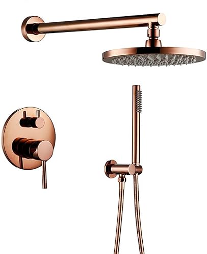 Dusche, roségoldmassives Messing Wandmontage Deviser Ventil Duschset mit 8-12 Zoll Badniederschlag Duscharmatur und Handheld-Dusche, Luxus-Dusch-Set, 10-Zoll-Dekoration LWX Dusche, roségoldmassives Messing Wandmontage Deviser Ventil Duschset mit 8-12 Zoll Badniederschlag Duscharmatur und Handheld-Dusche, Luxus-Dusch-Set, 10-Zoll-Dekoration LWX von YCVAWEOD