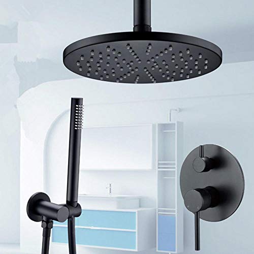 Duschesets System Großhandel Luxus Badezimmer Wasserhahn schwarz 10 Zoll Duschkopf Deckenmontage Arm Diverter Mixer Handheld Spray LWX von YCVAWEOD