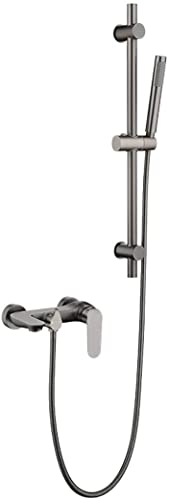 Duschhitzel, wandmontierte Messingpistole graue Wanne Wannenhahn Einklingender Heiß- und Kaltwassermixerwanne Wasserhahn mit Badewanne Wasserhähne und Hubstab Handheld -Dusche, Luxus -Duschset, a LWX von YCVAWEOD