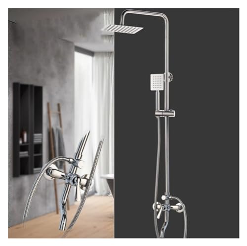 Duschkits, luxuriöser verchromt polierter Niederschlagswand montiertes Badezimmer Duscharmatur-Set Einstellhöhe Griff Duschmischer Wasserhahn, eine Farbe-8 Zoll LWX Duschkits, luxuriöser verchromt polierter Niederschlagswand montiertes Badezimmer Duscharmatur-Set Einstellhöhe Griff Duschmischer Wasserhahn, eine Farbe-8 Zoll LWX von YCVAWEOD