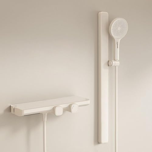 YCVAWEOD Duschmischer Tippen Sie auf weiße Wandmischungsmixer mit Duschkopf Badewanne Mixer mit Steiglauchschiene (weiß a) LWX von YCVAWEOD