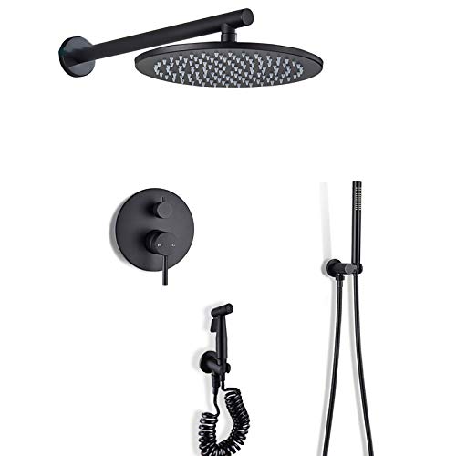 Duschregen Duschsystem Mattschwarze Regenmischer Dusche Kombination Set Wandmontage Badezimmer Duscharmatur Set mit runden Niederschlag LWX Duschregen Duschsystem Mattschwarze Regenmischer Dusche Kombination Set Wandmontage Badezimmer Duscharmatur Set mit runden Niederschlag LWX von YCVAWEOD