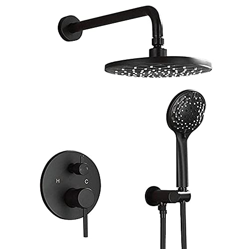 Duschset Dual-Funktion Mixer Duschkit Schwarz Niederschlag Duschkopf Wasserhahn mit Messingventilkörper und Trimmregen Duschsystem-Quadrat, kreisförmig LWX Duschset Dual-Funktion Mixer Duschkit Schwarz Niederschlag Duschkopf Wasserhahn mit Messingventilkörper und Trimmregen Duschsystem-Quadrat, kreisförmig LWX von YCVAWEOD
