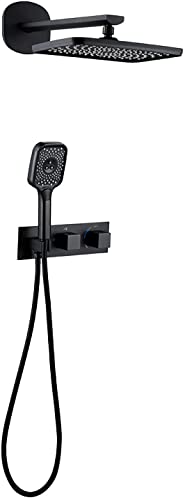 Duschsystem, Duscharmatur -Set -Wand -Dusch -Dusch -Kombination Set Hochdruck Regenmischer Kombination mit Rechteck Regen Duschkopf, 3 Funktionen Handheld -Dusche, Schwarz LWX Duschsystem, Duscharmatur -Set -Wand -Dusch -Dusch -Kombination Set Hochdruck Regenmischer Kombination mit Rechteck Regen Duschkopf, 3 Funktionen Handheld -Dusche, Schwarz LWX von YCVAWEOD