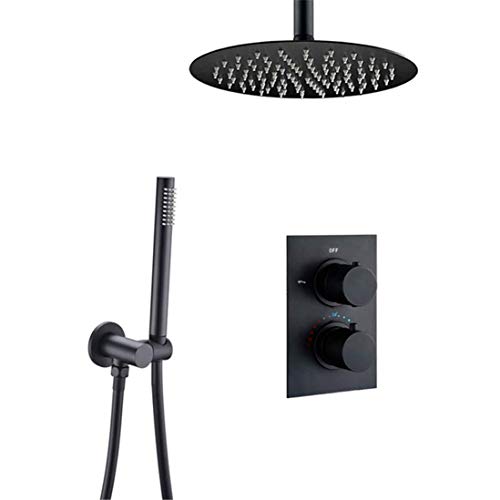 YCVAWEOD Duschsystem, thermostatischer Badniederschlag Duscharmaturen Mattschwarz Deckenmontage Badezimmer Duschset mit Handheld -Dusche, Luxus -Dusch -Set, 8inHC LWX von YCVAWEOD